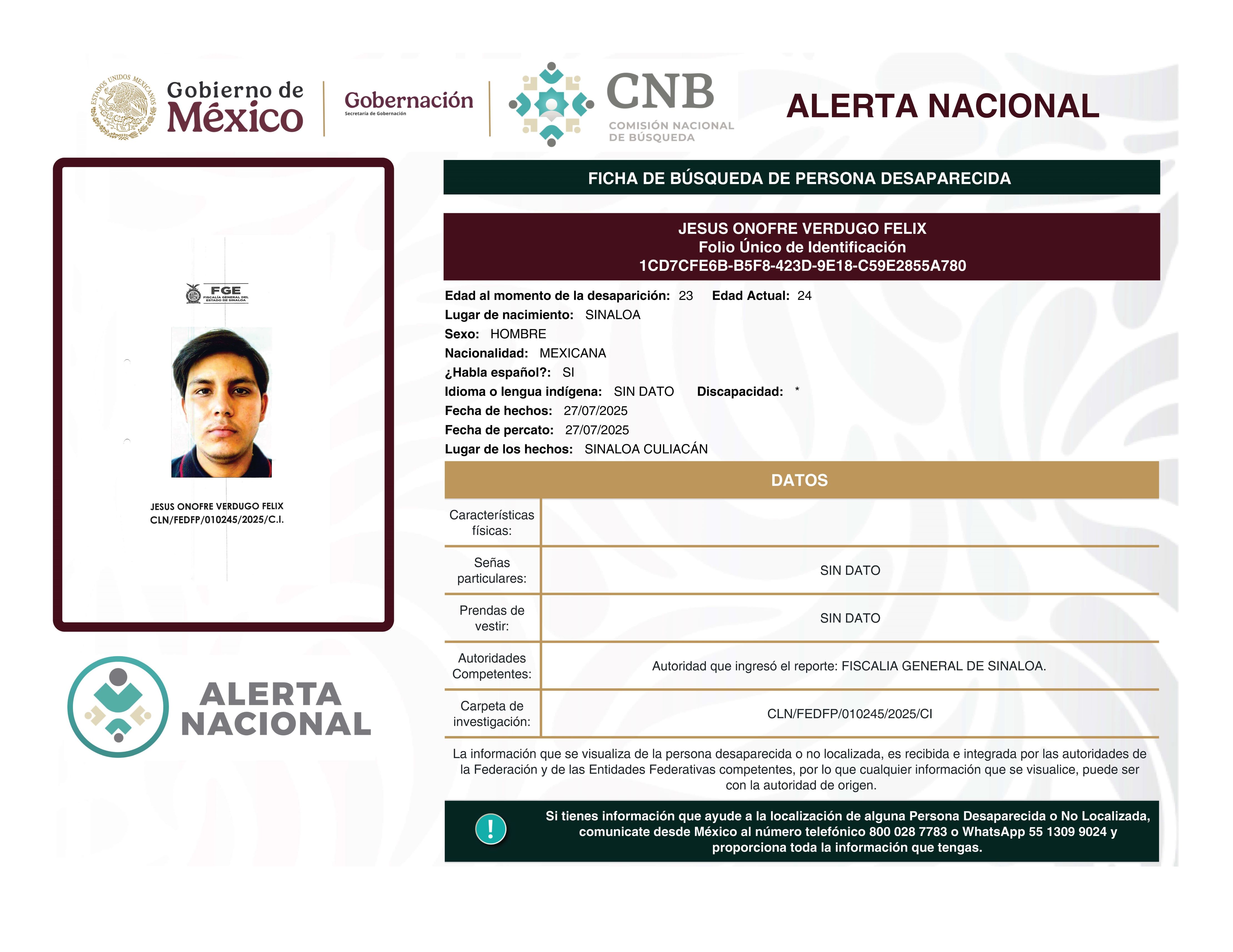 JESUS ONOFRE VERDUGO FELIX