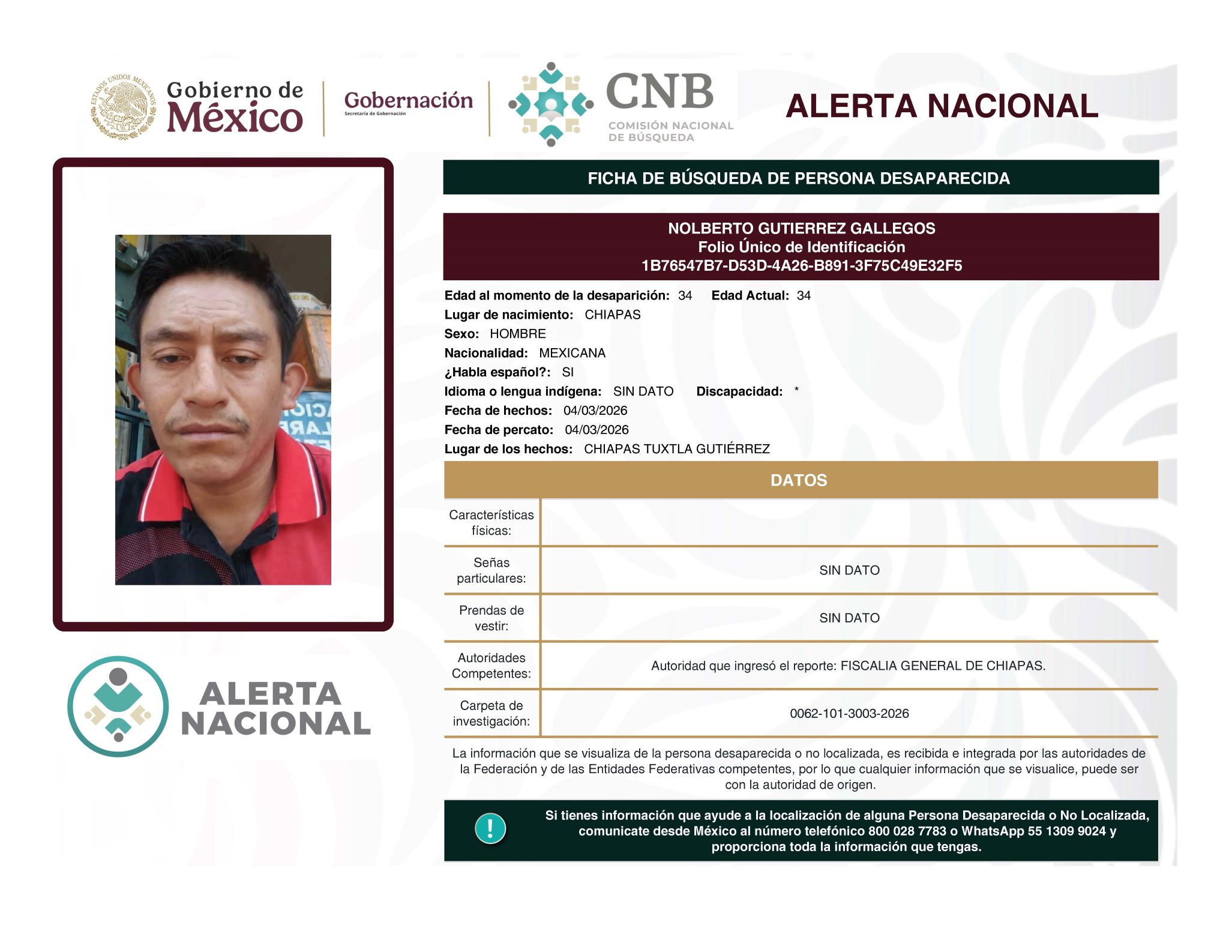 NOLBERTO GUTIERREZ GALLEGOS