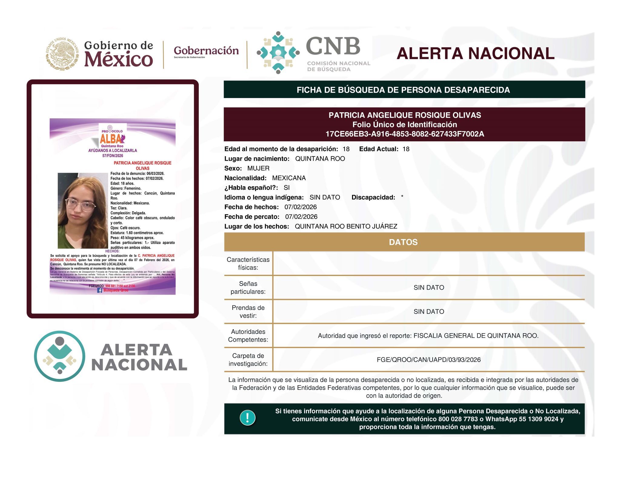 PATRICIA ANGELIQUE ROSIQUE OLIVAS