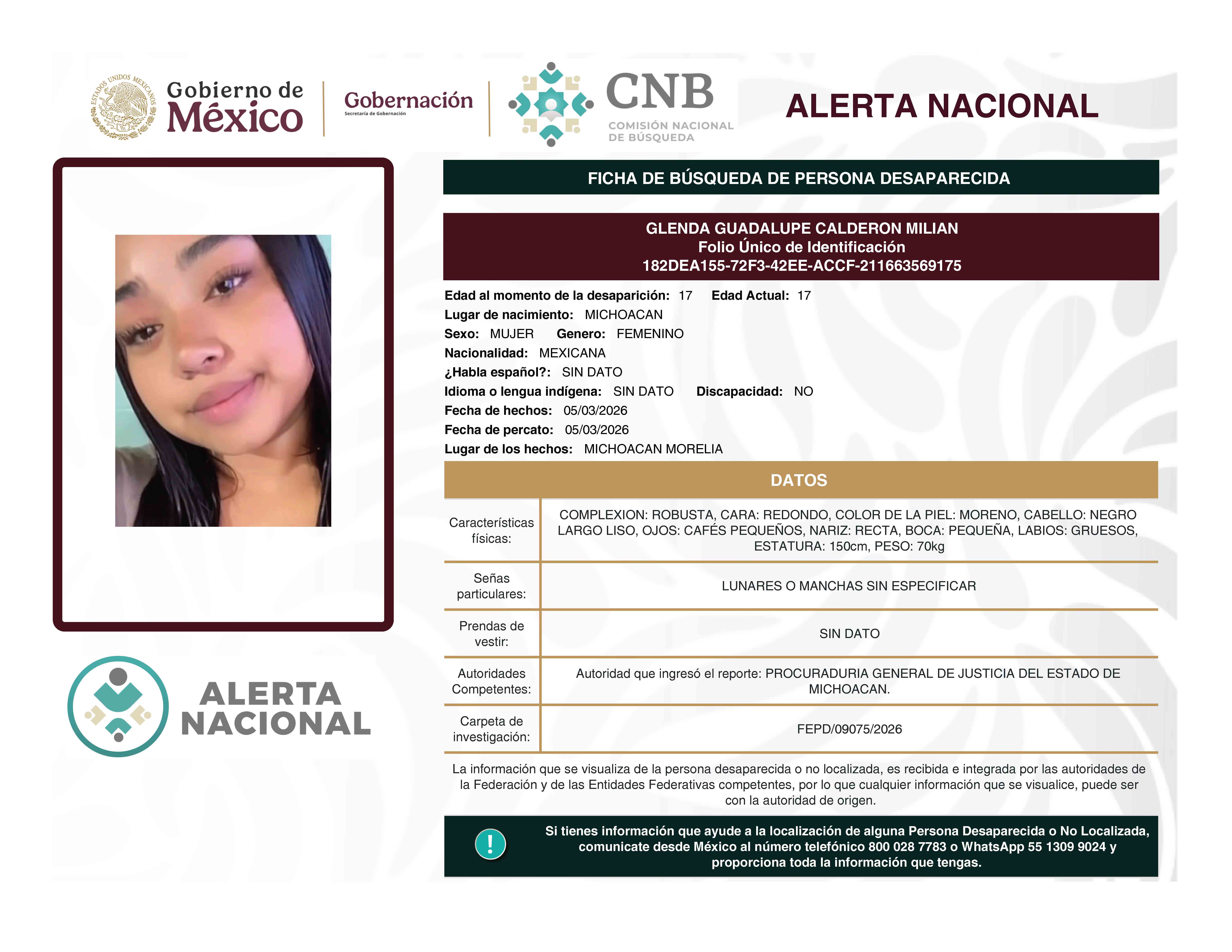 GLENDA GUADALUPE CALDERON MILIAN
