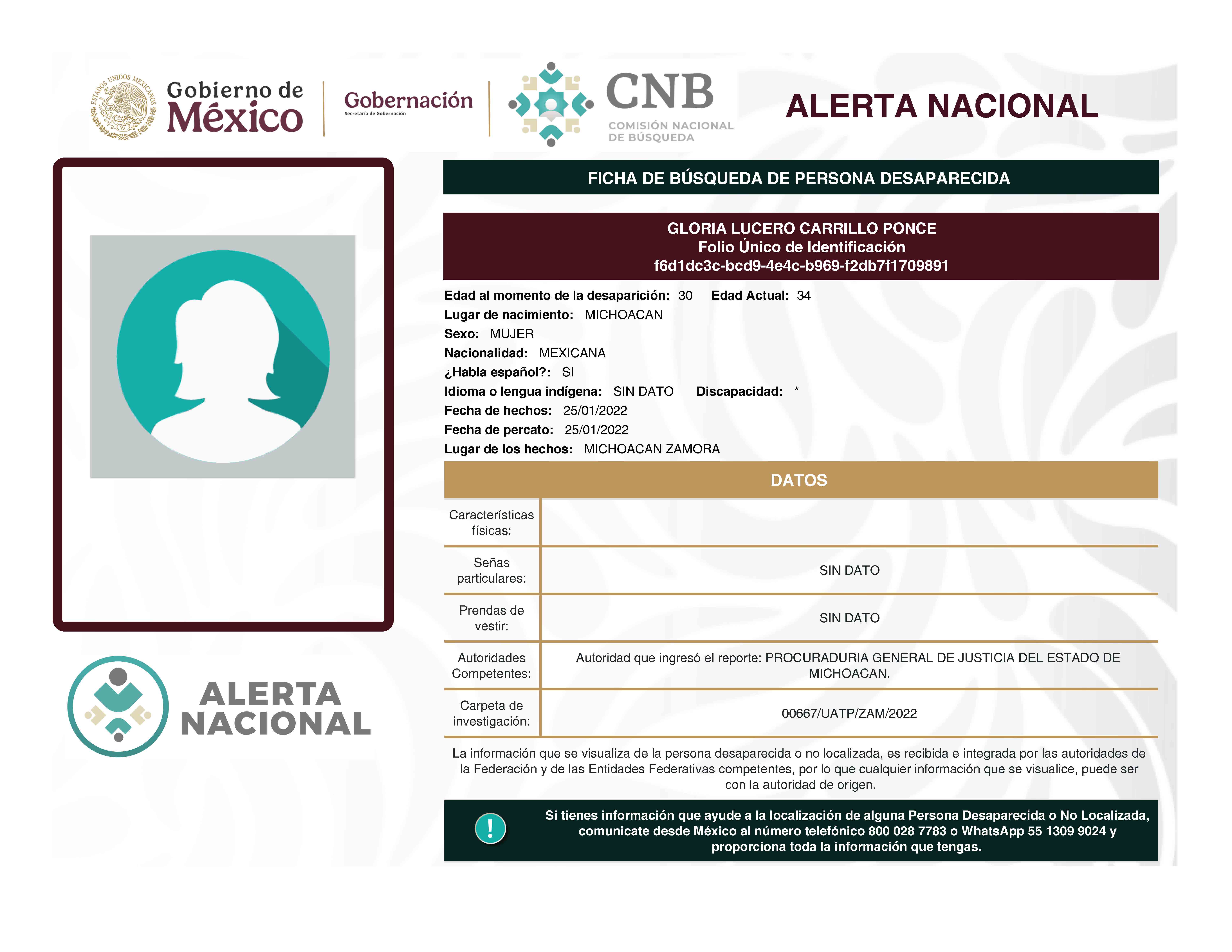 GLORIA LUCERO CARRILLO PONCE